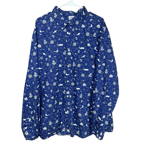 Brooks Brothers Shirt Men 2XL XXL Blue Nautical Regent 1818 Summer Sailing - Picture 1 of 14